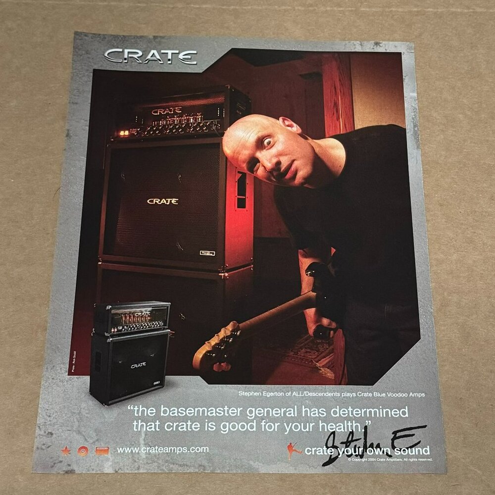 Stephen Egerton of All/Descendents - Crate Amps - 2004 Print Advertisement